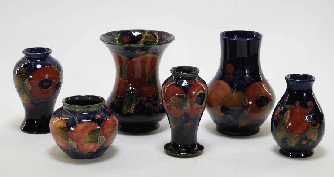 6 Moorcroft Pottery Pomegranate Pattern Vases (1 of 9)