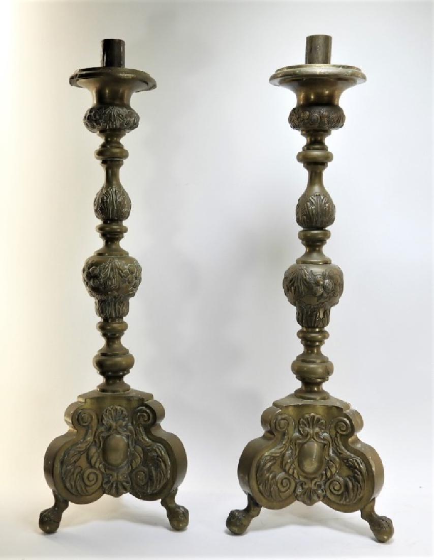 PR. European Repousse Pomologic Brass Candlesticks (1 of 8)