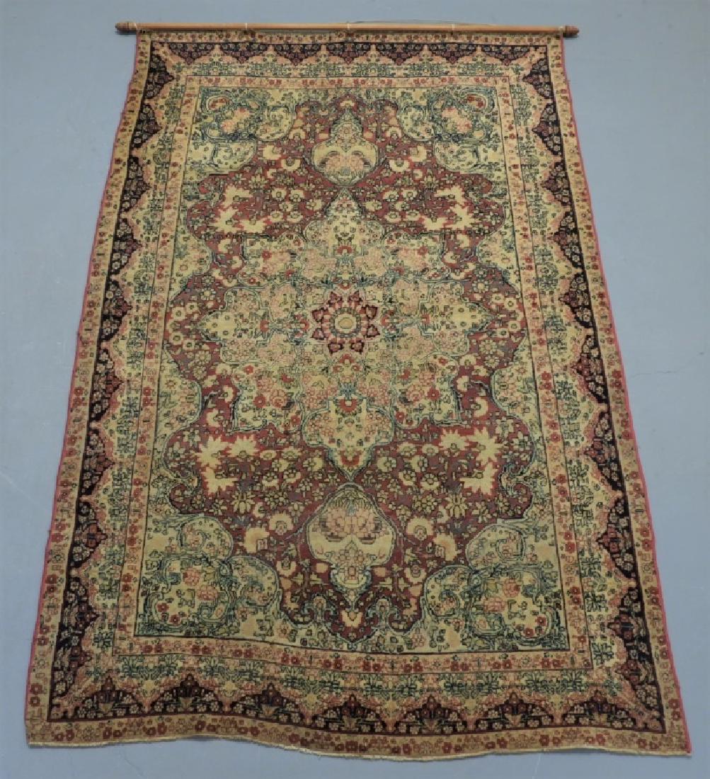 Oriental Persian Lavar Kerman Silk Wool Carpet Rug (1 of 9)