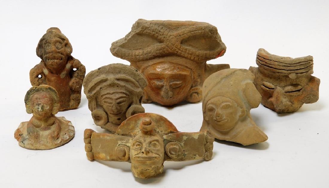 7PC Group Ancient Pre Columbian Pottery Figures (1 of 8)