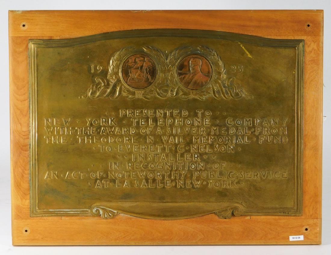 Vail Memorial Telephone Silver Medal Bronze Plaque (1 of 4)
