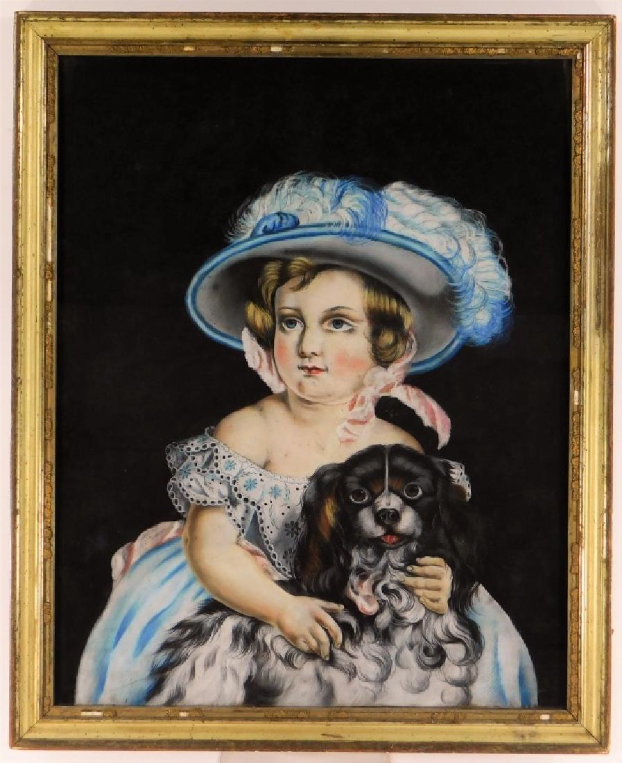 19C American Victorian Young Girl & Dog Portrait (1 of 4)