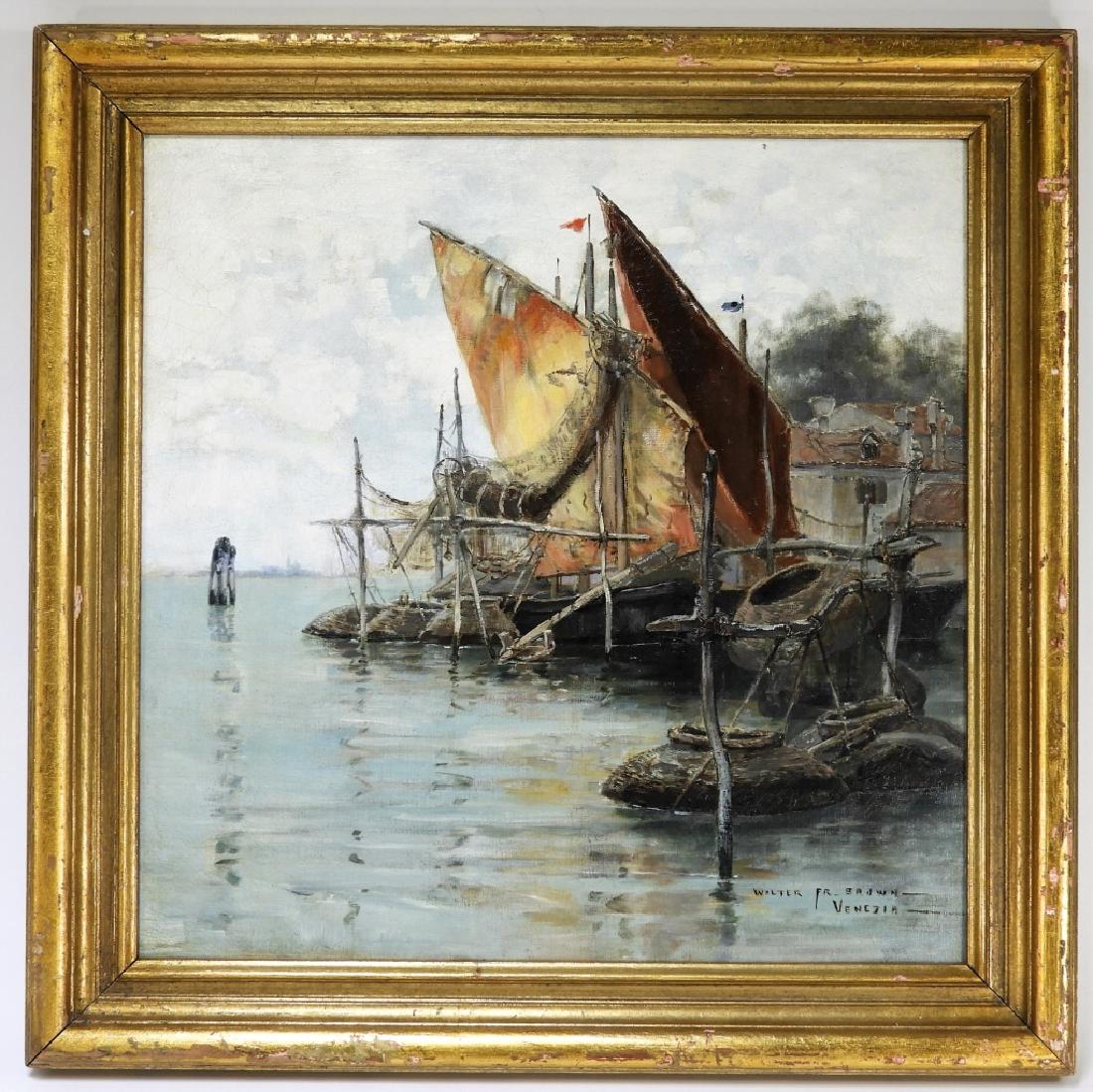 Walter F. Brown Venetian Dock Sailboat Painting (1 of 7)