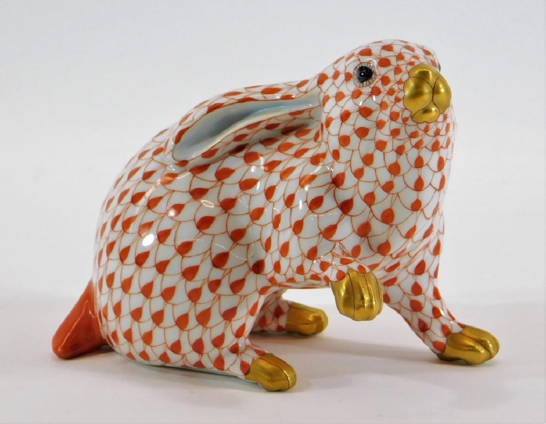 Herend Porcelain Orange Fishnet Bunny Figure (1 of 5)