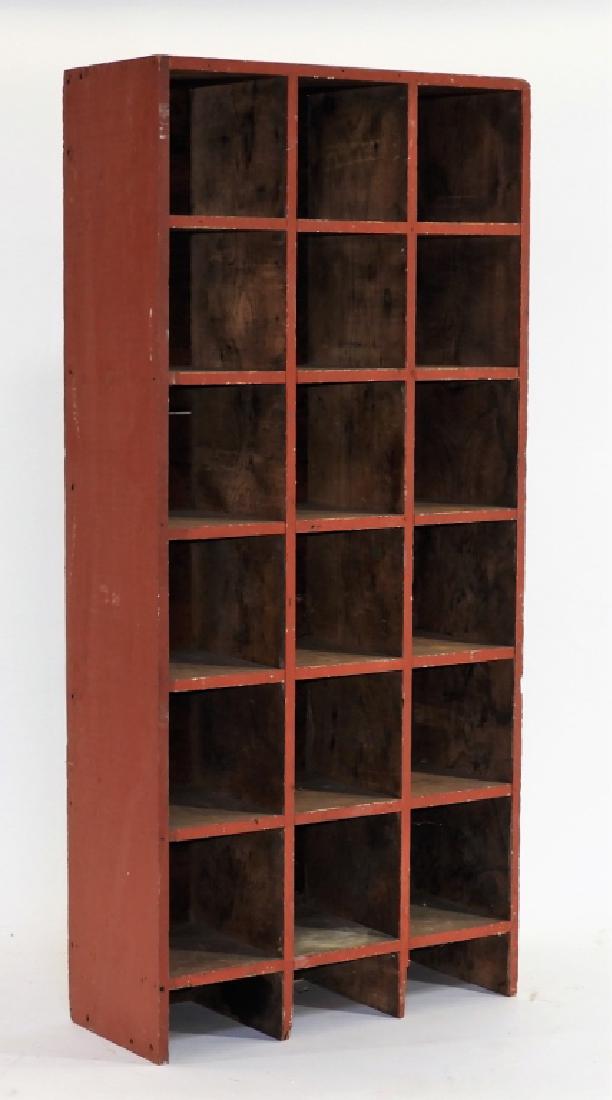 19C Primitive Red Painted Compartmented Cupboard (1 of 5)