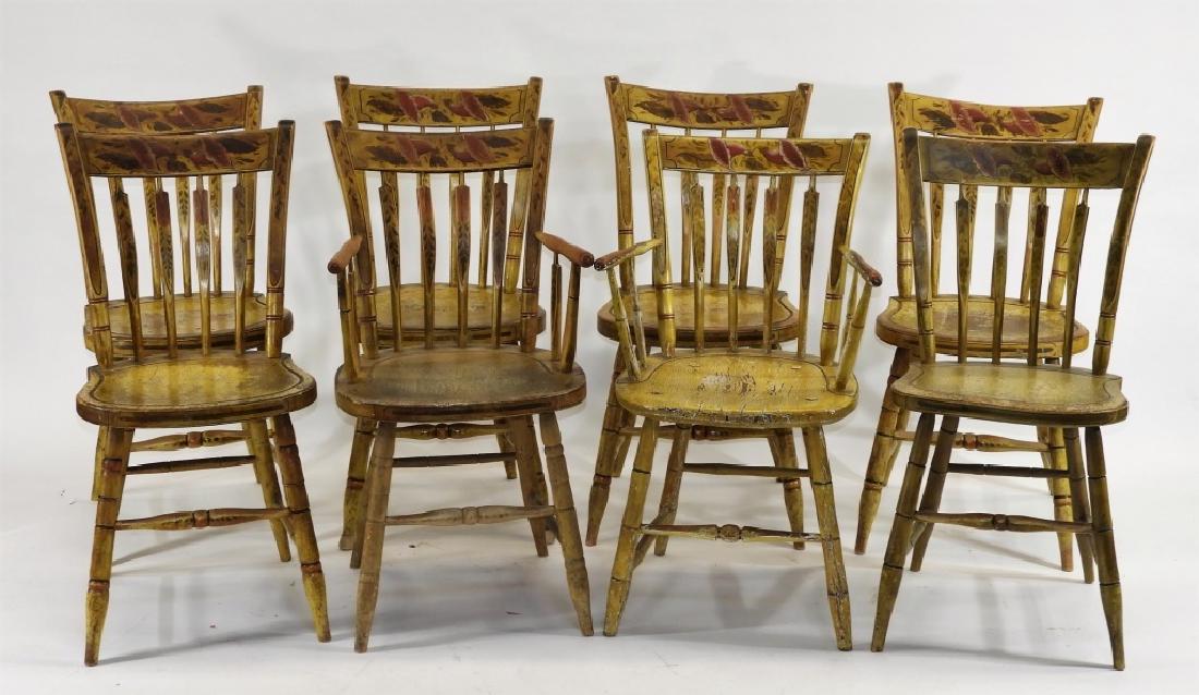 8 C.1800 New England Yellow Painted Country Chairs (1 of 8)