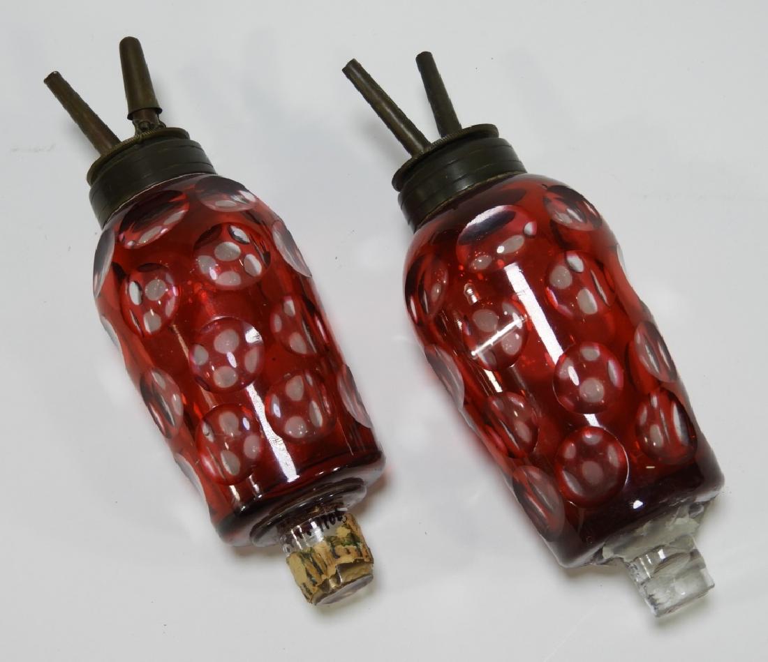 PR 19C American Cranberry Cut Glass Peg Lamps (1 of 5)