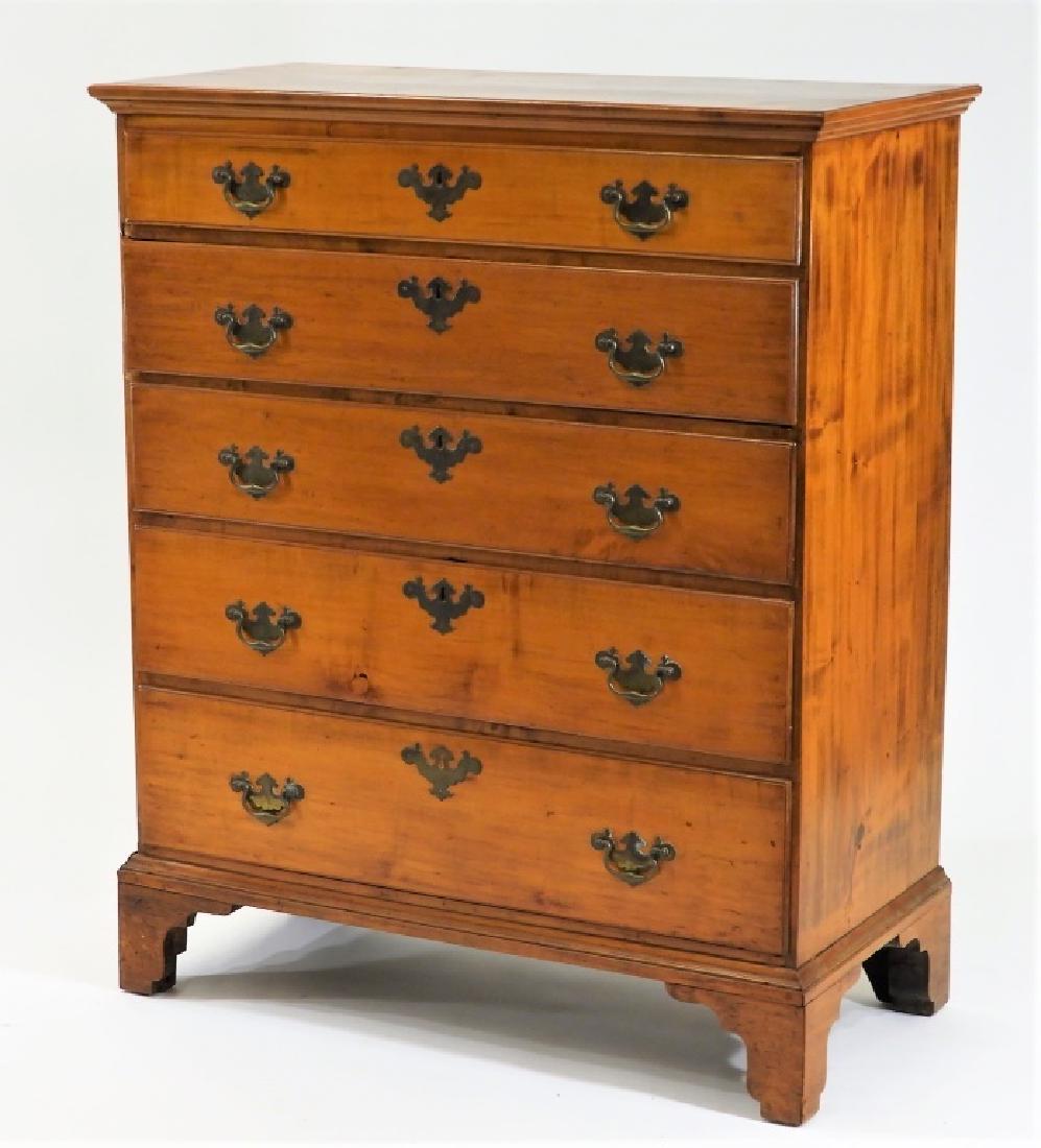 1806 Tiger Maple Graduated 5 Drawer Tall Chest (1 of 11)