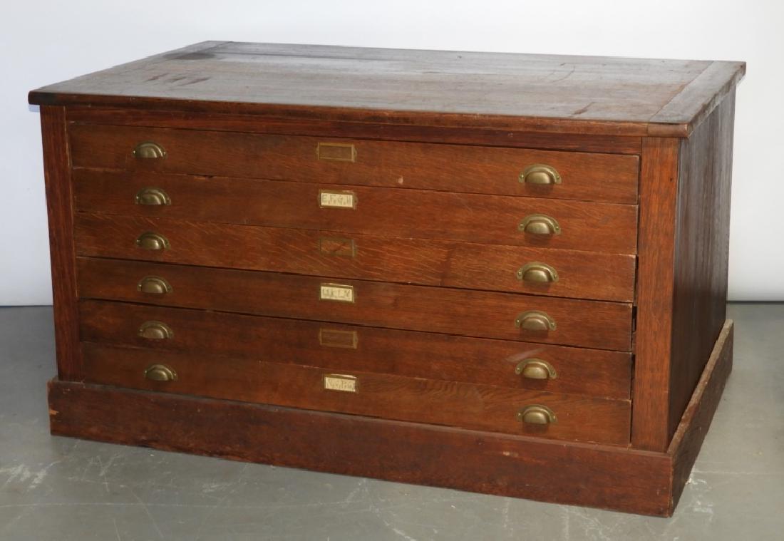 19C Oak Map Print Paper Collector's Case Cabinet (1 of 5)