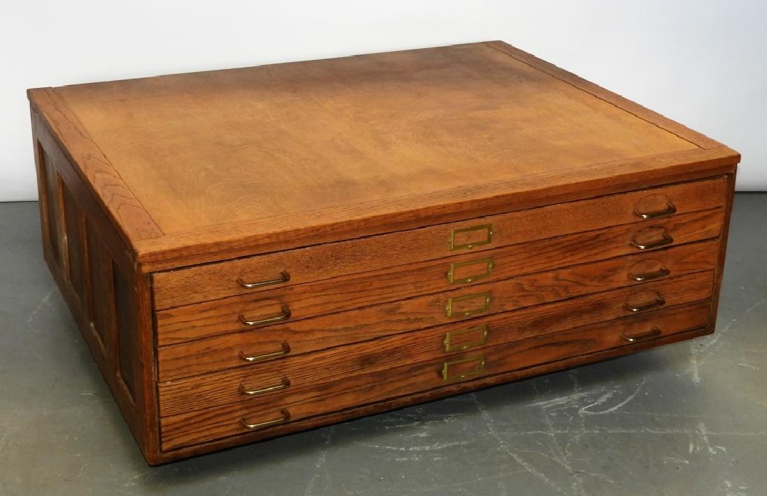 19C Oak Map Blueprint Ephemera Collector's Case (1 of 5)