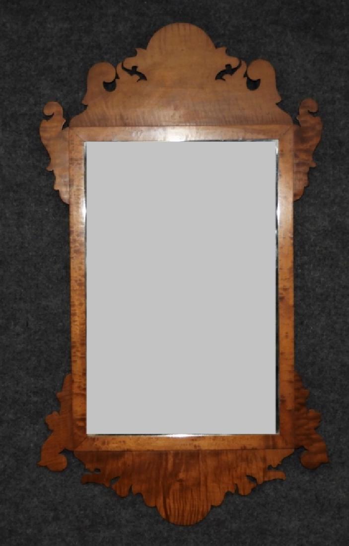 19C New England Tiger Maple Chippendale Mirror (1 of 6)
