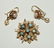 14K Gold Pearl Opal Star Brooch & Earrings - 2