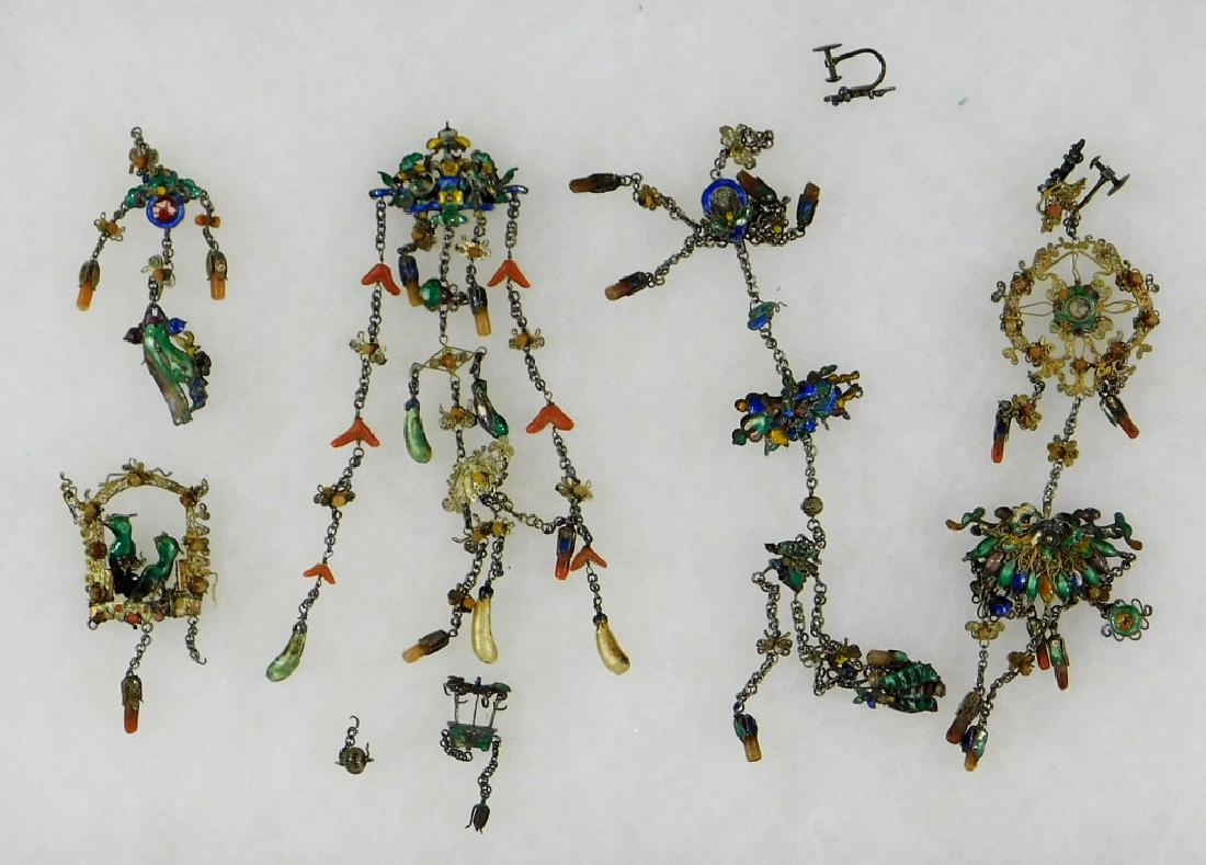 6PC 19.C Chinese Enameled Silver Court Earrings (1 of 6)