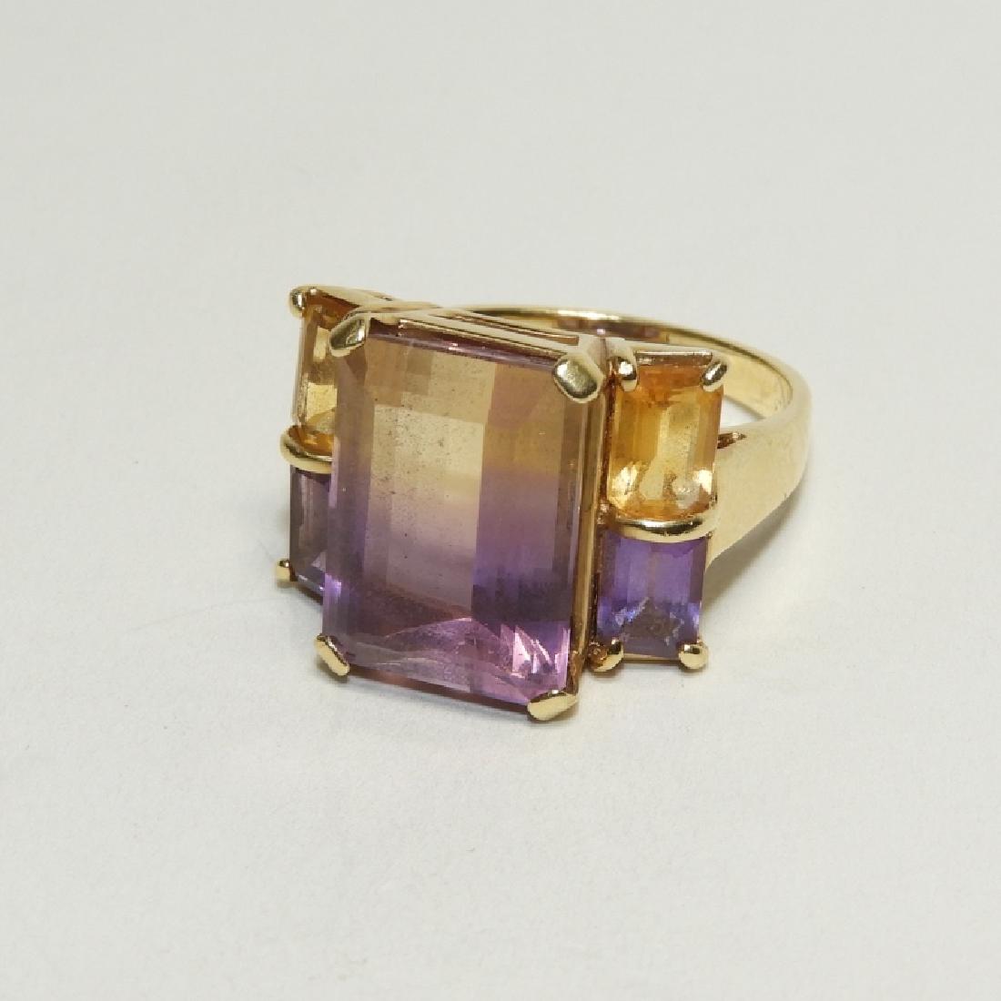 Ametrine Amethyst Citrine 14K Gold Cocktail Ring (1 of 5)