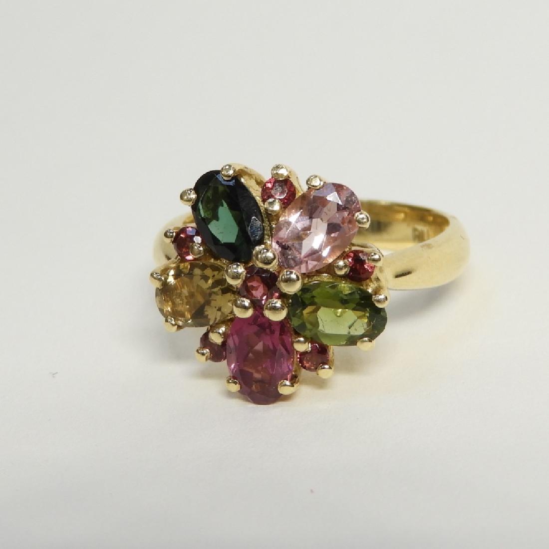 Estate Tourmaline Peridot Gem Stone 14K Gold Ring (1 of 5)