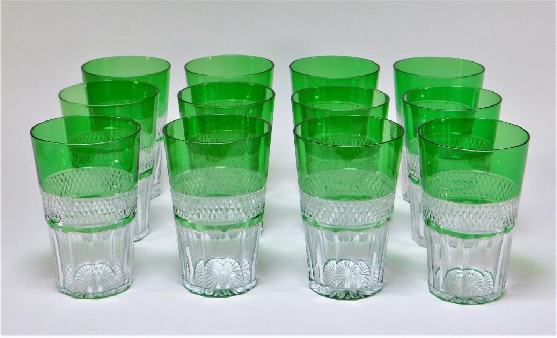 12PC French St. Louis Trianon Crystal Green Glass (1 of 5)
