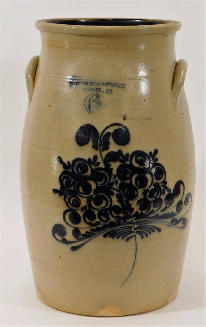 19C New Hampshire 6 Gal. Blue Slip Stoneware Churn (1 of 6)