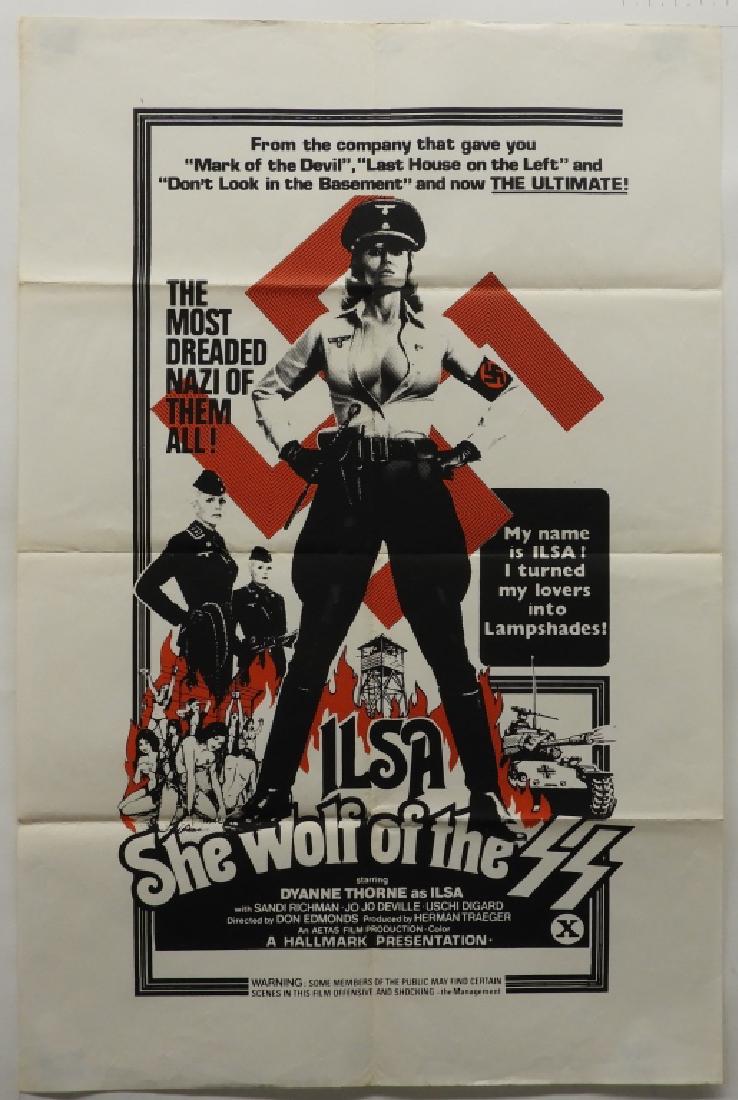 She Wolf of the SS 1975 One Sheet Movie Poster: Aetas Film Production,1975 The most dreaded Nazi of them all! Starring Dyanne Throne as Ilsa. An Aetas film production. A Hallmark presentation. Rated X. Paper,Approx 40 3/4" x 26 3/4"
