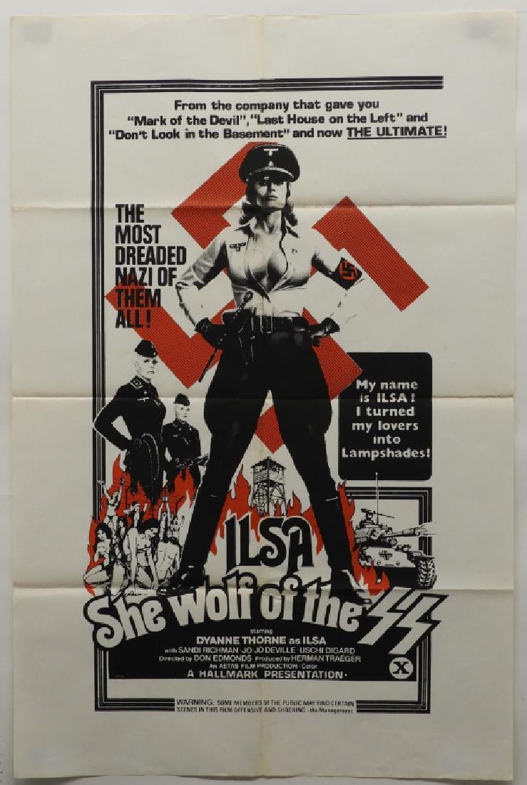 She Wolf of the SS 1975 One Sheet Movie Poster: Aetas Film Production,1975 The most dreaded Nazi of them all! Starring Dyanne Throne as Ilsa. An Aetas film production. A Hallmark presentation. Rated X. Paper,Approx 40 3/4" x 26 3/4"