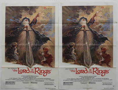 2 The Lord of the Rings 1978 One Sheet Posters: United Artist,1978 Two one sheet movie posters of J.R.R. Tolkien's The Lord of the Rings. A Saul Zaentz production. A Ralph Backshi film. #780108 Paper,Each approx 40 3/4" x 26 3/4"