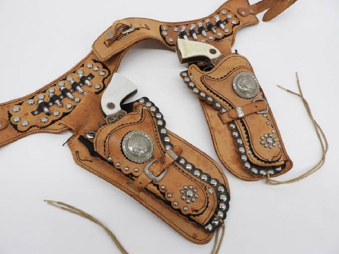 Lone Ranger Bronzed Cap Gun Western Holster Set