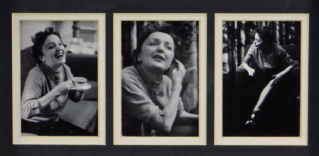 Ted Williams Photograph Triptych of Edith Piaf: Ted Williams,United States,1925-2009 Three photograph triptych capturing Edith Piaf having tea, setting her hair, and sitting in a chair. Purportedly, taken backstage at one of her concerts in France 
