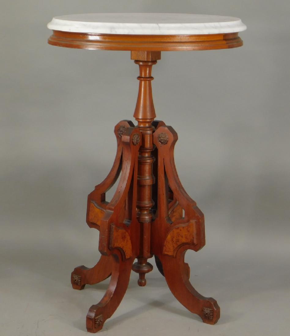 19C Victorian Aesthetic Mahogany Burl Veneer Stand (1 of 5)