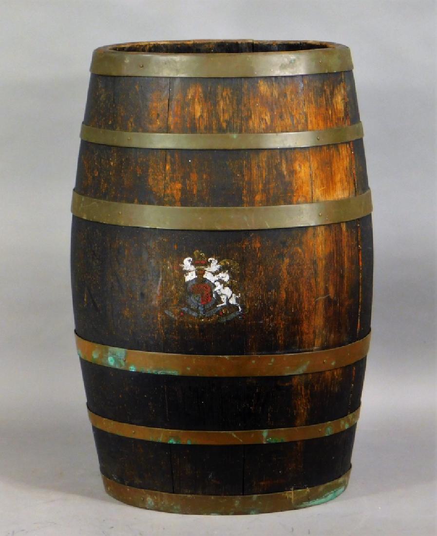 19C English Oak Brass Strap Whiskey Barrel (1 of 5)