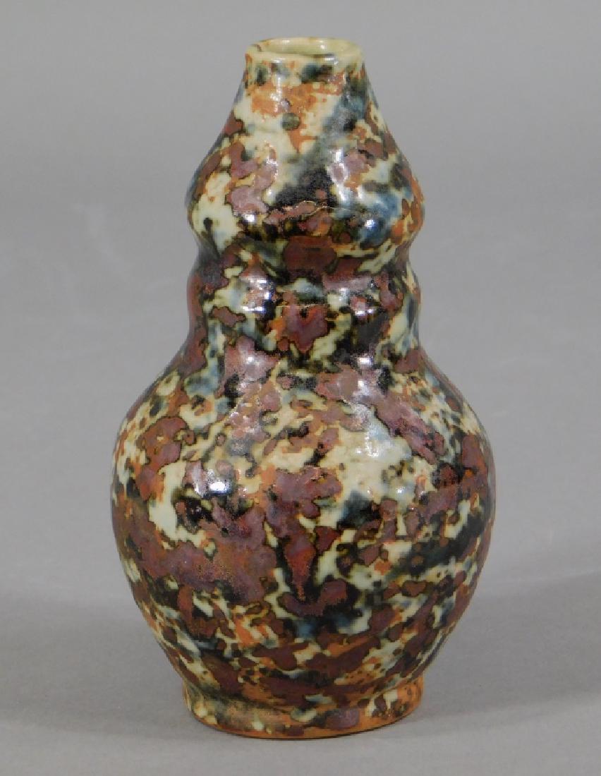 19C American Redware Art Pottery Double Gourd Vase (1 of 5)