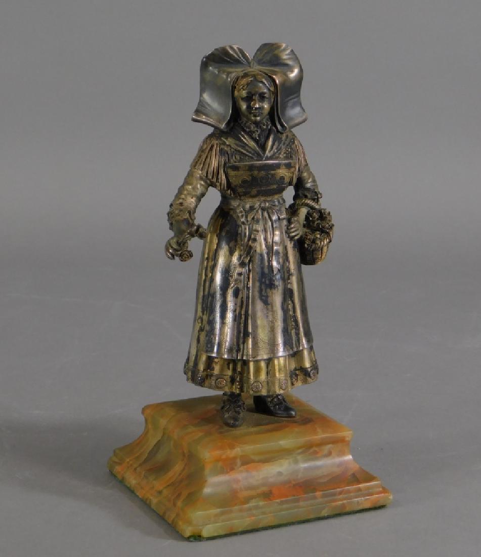19C Continental Silvered Bronze Figure of a Maiden (1 of 9)