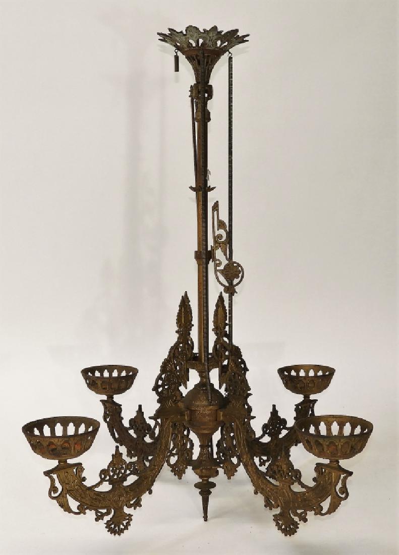 Vintage Victorian Oil Lamp Style 4 Arm Chandelier | #23334120 Vintage Victorian Oil Lamp Style 4 Arm Chandelier | #23334120