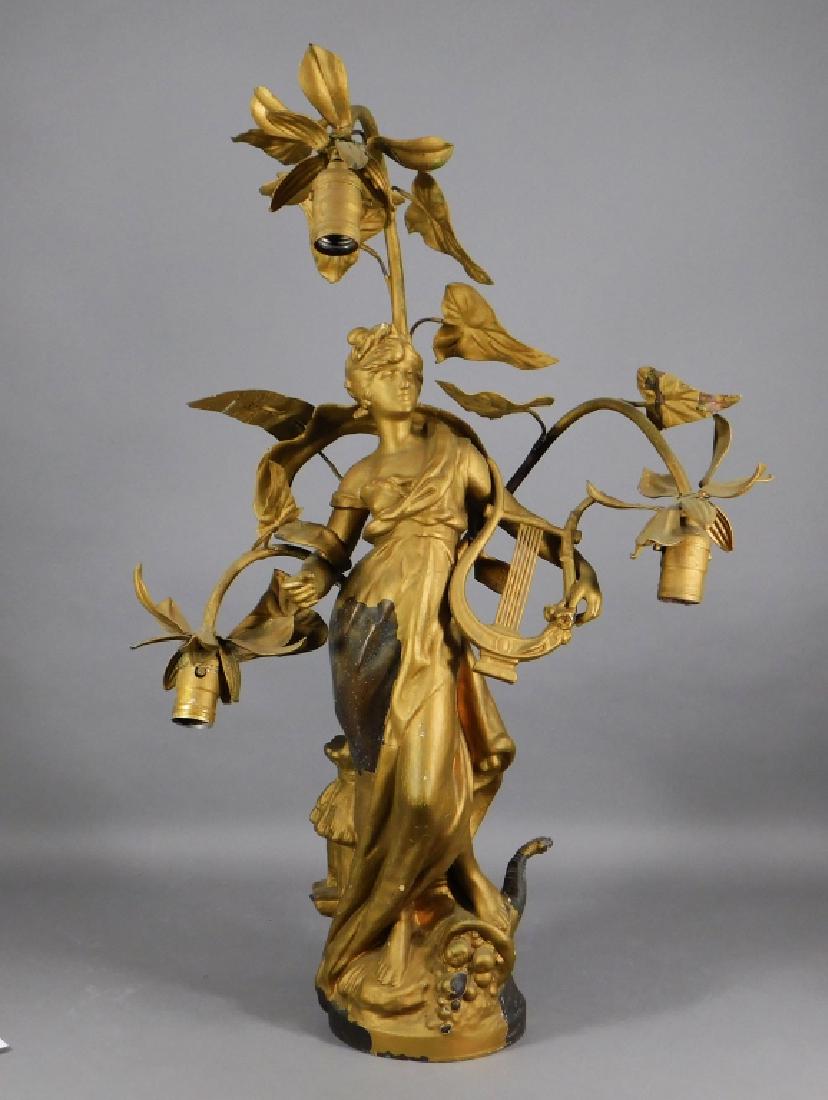 19C. French Spelter Figural Nymph Newel Post Lamp (1 of 7)