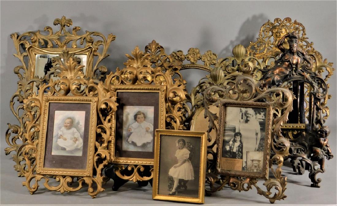15PC Victorian Bronze Brass Mirror Frame Group (1 of 7)