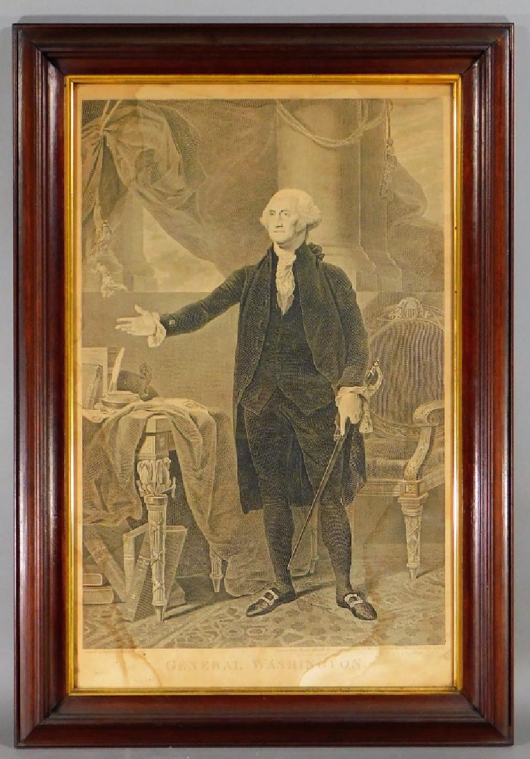 James Heath General Washington Stuart Engraving: James Heath,England,1757-1834 Historic engraving of General George Washington after the famous Lansdowne portrait painted by Gilbert Stuart (1755-1828), circa 1800. Engraving on paper,Frame 25 3/4" x