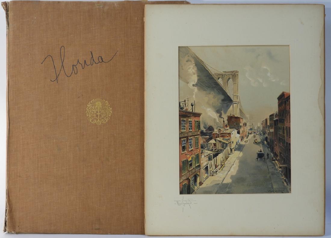 Portfolio of 8 Etchings James King Niagara Falls: ,United States,20th Century Included are Alaska Seal Fisheries and Norway Fisheries by James Fagan, Cincinnati and Citadel of Quebec by Thomas R Manley, Brooklyn Bridge by W. L. Sonntag Jr., The Battl