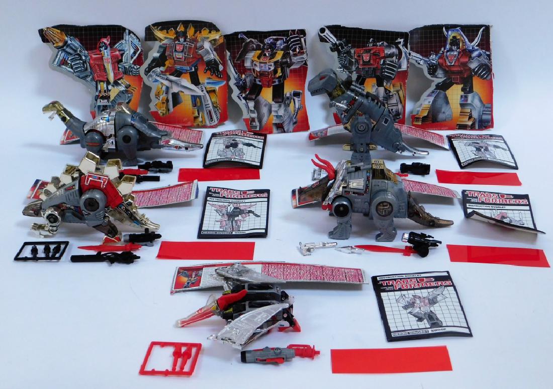 5PC Hasbro Transformers G1 Dinobot Grimlock Swoop: United States,1985 Complete set of all five 1985 Hasbro Transformers Generation One Dinobots. Group includes Grimlock C8-8.5, light chrome wear, light sticker wear, missing laser gun, missiles unused;