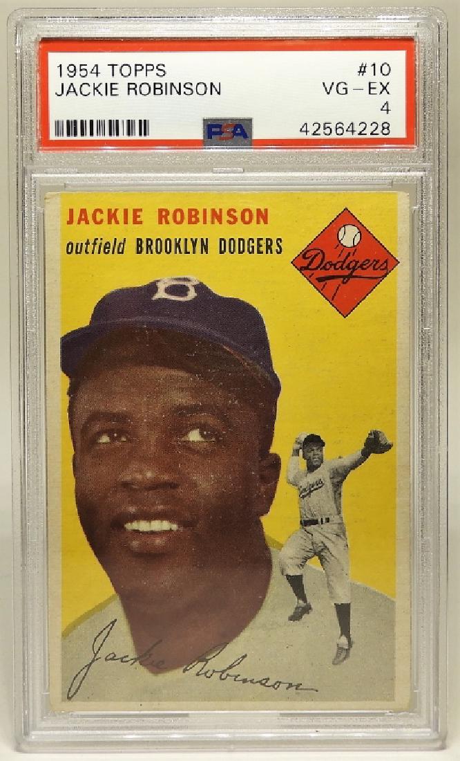 1954 Topps #10 Jackie Robinson Baseball Card PSA 4: ,United States,1954 #10 Topps Jackie Robinson #10 Baseball card.,Paper, plastic,3 1/2" x 2 1/2",