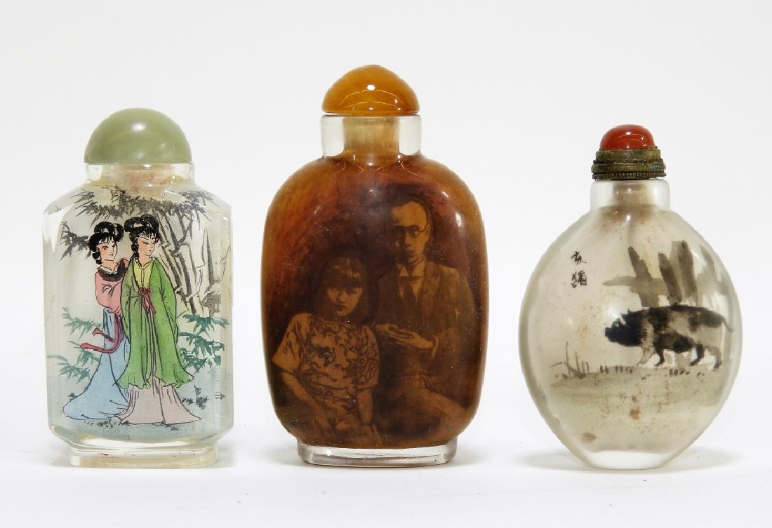 3PC Vintage Chinese Reverse Painted Snuff Bottles (1 of 7)