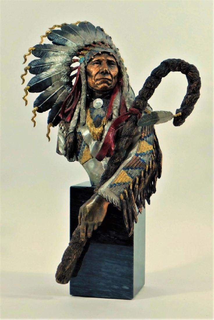Christopher Pardell Red Cloud Indian Bronze Bust (1 of 9)
