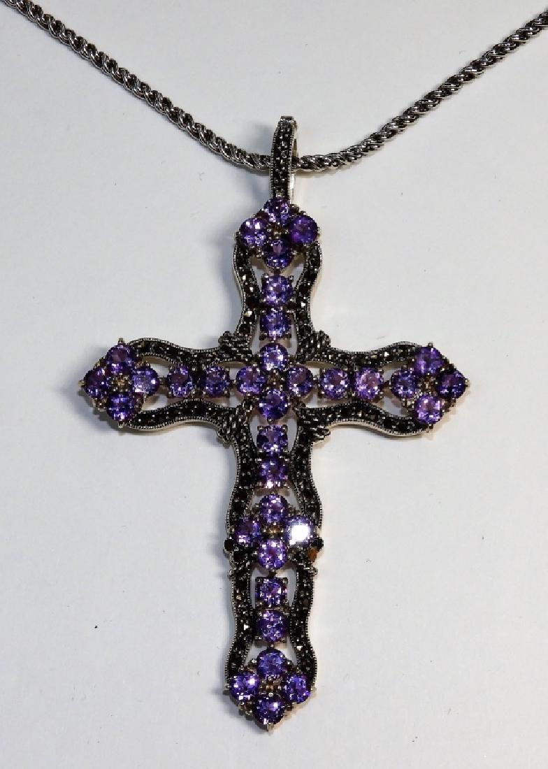 Large Sterling Silver & Amethyst Crucifix Cross (1 of 4)