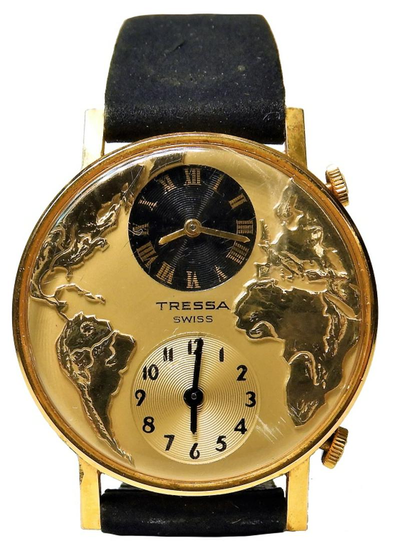 Swiss Tressa World Globe Map Men s Wristwatch
