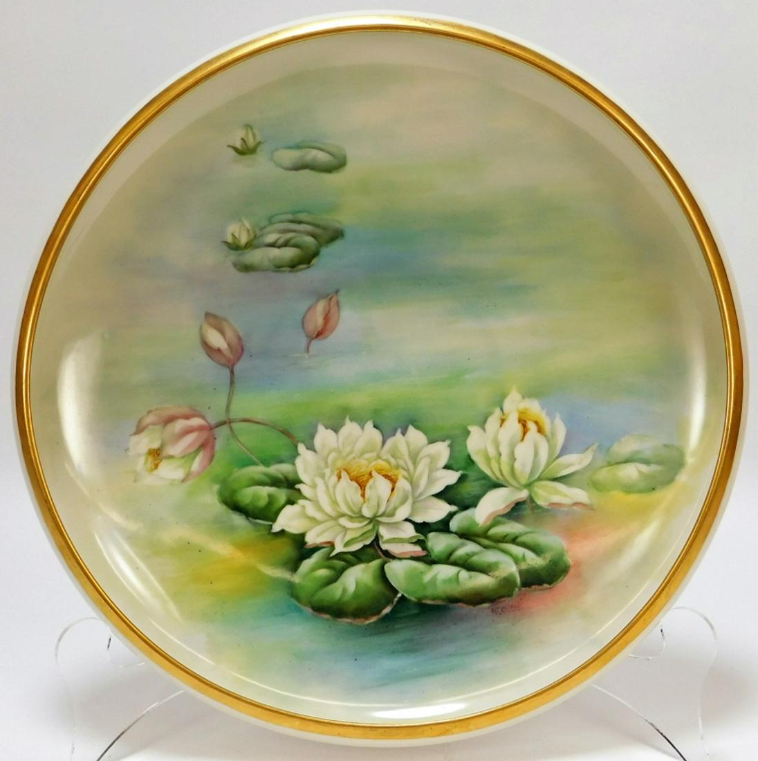 American Belleek Porcelain White Water Lilies Bowl: ,United States,Early 20th Century Finely decorated with monetesque water lilies and pads floating on water. Porcelain,2 7/8" x 13 1/4", From the collection of a Great Neck, New York gentleman. Lenox B