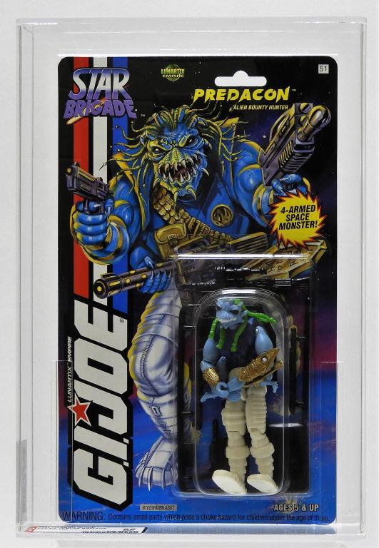 1994 Hasbro GI Joe Star Brigade Predacon AFA 85: United States,1994 1994 Hasbro GI Joe Series 13 Star Brigade Predacon. AFA 85 NM+ (C:85, B:85, F:85) Serial no. 18357820 AFA case 11 3/4" x 7" x 1 3/4",
