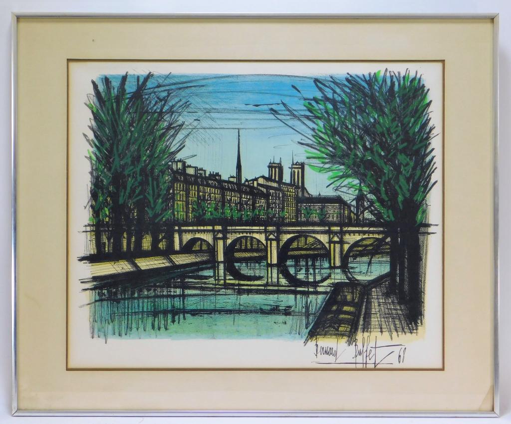 3PC Bernard Buffet French Landscape Lithograph (1 of 8)