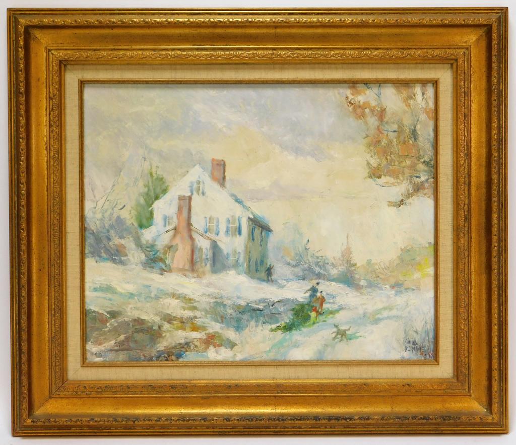 Chris Benvie Winter Cabin Landscape Painting (1 of 7)