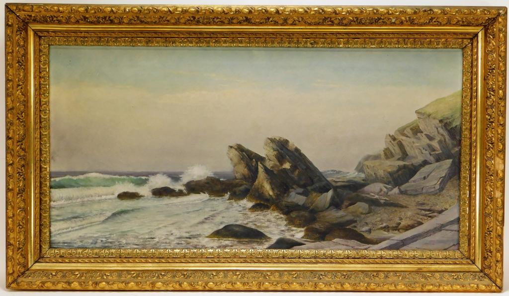 19C. Newport RI Ochre Point O/C Seascape Painting (1 of 6)
