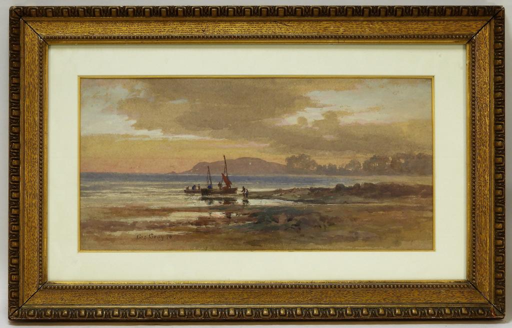 George Gray Sunset River Sailing WC Painting (1 of 4)