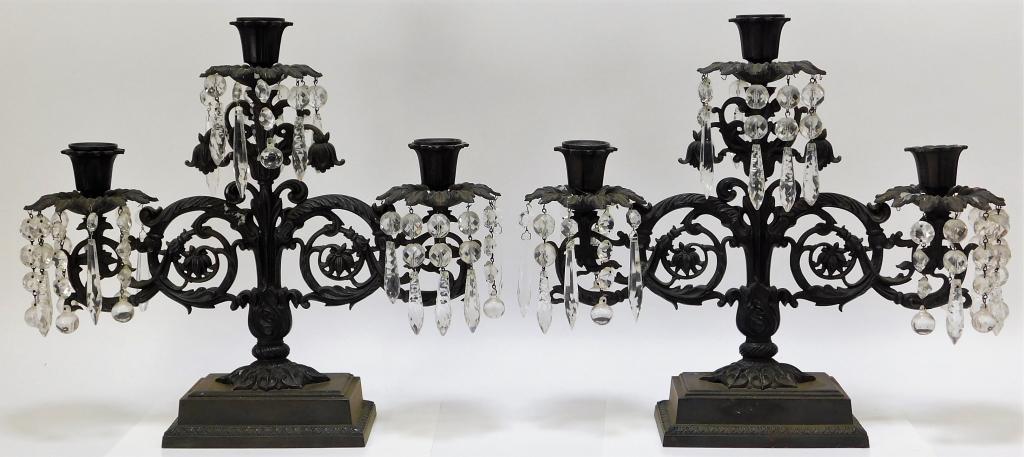 19C English Cast Iron Cut Prism Girandole Set (1 of 11)