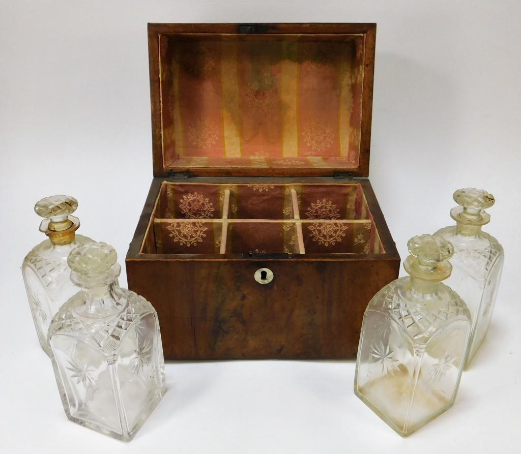 19C. Flame Mahogany Traveling Liquor Chest Box (1 of 8)