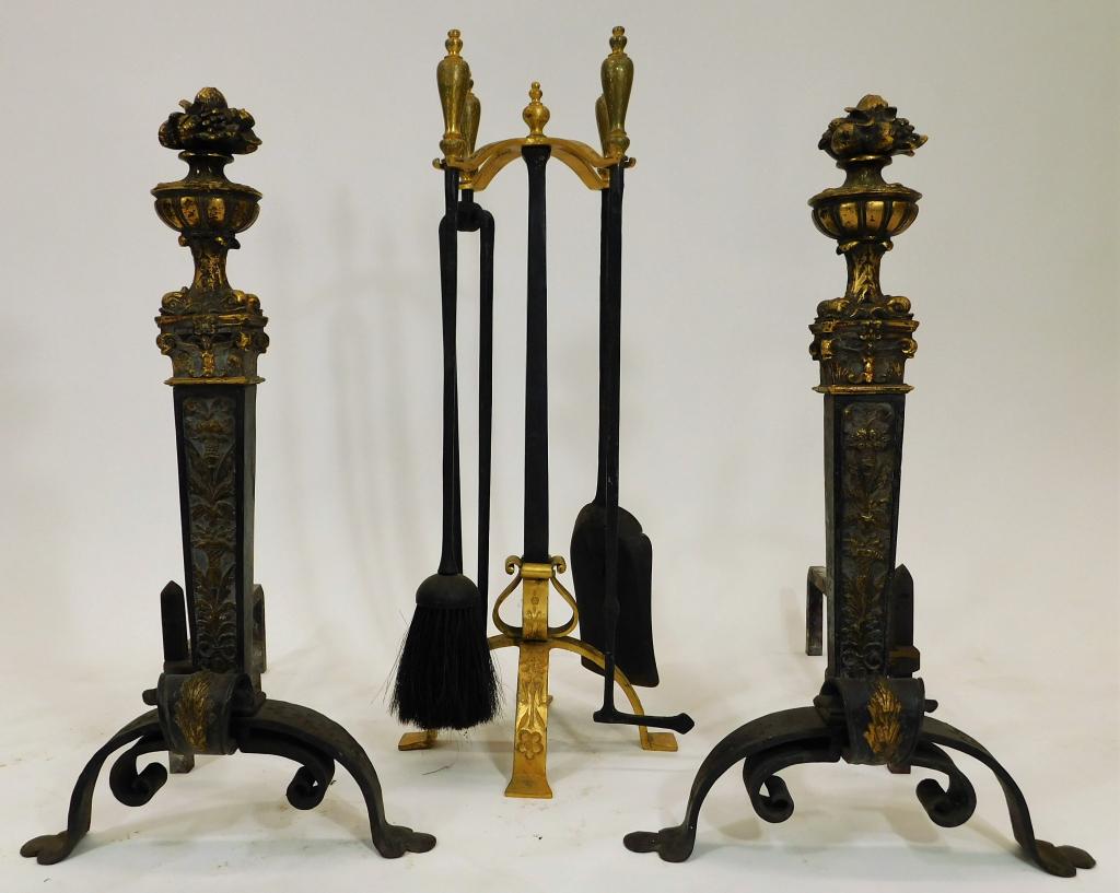 PR European Ornate Andirons & Fireplace Tools (1 of 9)